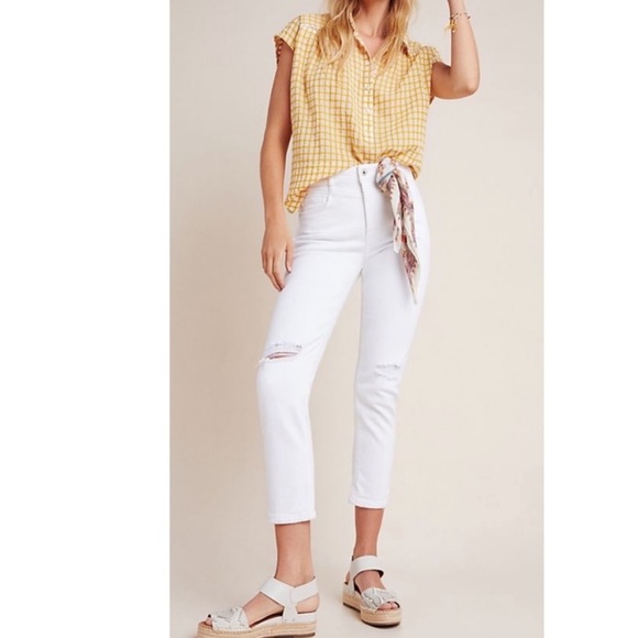 Anthropologie Denim - Anthropologie Pilcro Ultra High-Rise Slim Straight Jeans White New Size 31 NWT